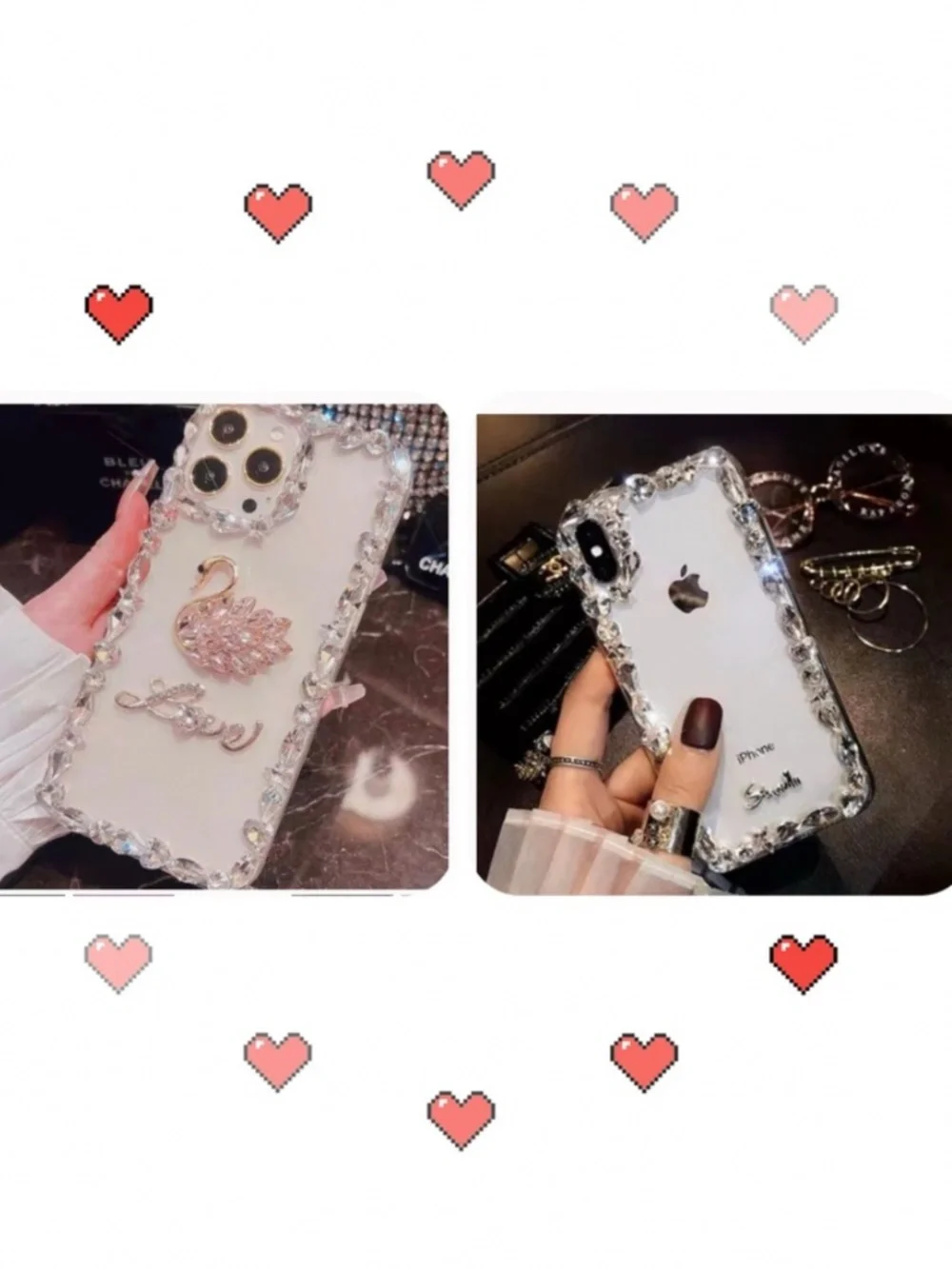 2 items.iPhone iphone12/12pro Luxury Bling rhinestones case, cute case